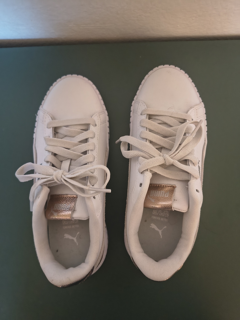 PUMA Kids' White Sneakers with Rose Gold Accent